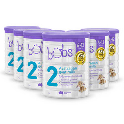 bubs 贝儿 澳洲原装进口 Bubs(贝儿) A2蛋白质 较大婴儿配方羊奶粉 2段(6-12月) 800g/罐