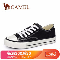 骆驼（CAMEL） 女士 流行经典圆头系带平底帆布鞋 A93571605 黑色 40