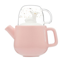 MORITOKU陶瓷马克杯玻璃杯日系卡通动物泡茶水壶杯子礼盒套装 粉小鹿 MTPOB-02