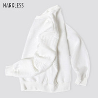 Markless 卫衣男套头衫圆领纯色休闲长袖宽松外套WYA7417M 白色 170/M