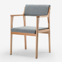 BECAUSES 伯力斯 椅子 现代简约实木餐椅 可拆洗北欧咖啡休闲椅家用 棉麻布艺餐椅MD-0182