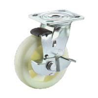 常成（chamcen）6寸平底边刹重型米黄色聚丙烯轮 C1-12B150-12G 承重420边刹车万向轮 /个 可定制