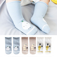 欧育婴儿袜子春秋新生儿袜子0-3-12个月宝宝中长筒松口婴儿袜B1010 蔬菜3双装M
