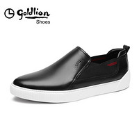 金利来（goldlion）男士都市休闲英伦时尚舒适皮鞋52491001801A-黑色-38码