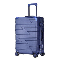 秀乐途(Surelaptop)行李箱24英寸万向轮拉杆箱 男女防刮耐磨静音铝框旅行箱子闪电条纹9617蓝色