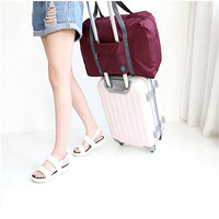 耶洛谜(yeluomi)便携可折叠旅行包可挂拉杆箱收纳包旅行出差单肩手提包衣服物品整理袋Y502酒红色