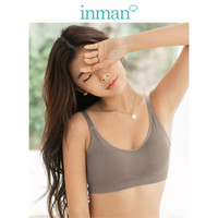 茵曼抹胸背心小清新罗纹美背轻盈吊带裹胸内衣 9891432006 卡其色 L