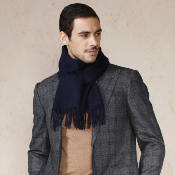 商品初荷true her 羊绒围巾男士秋冬季加厚保暖纯色男式围脖欧美时尚