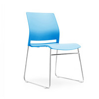 中伟电脑椅职员办公椅培训椅洽谈椅会议椅无扶手钢管椅可叠放-蓝色