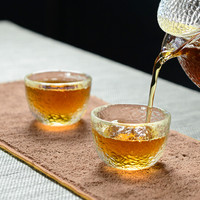 雅集 锤纹品茶杯2只装 家用手工加厚耐热小茶杯子 功夫茶具