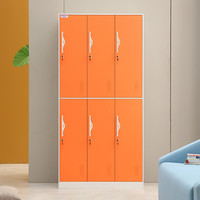 中伟更衣柜员工柜带门锁铁皮柜储物柜寄存包柜鞋柜浴室健身换衣柜彩色拆装六门更衣柜定制款橙色