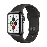 Apple Watch Series 5智能手表（GPS+蜂窝网络款 40毫米深空黑色不锈钢表壳 黑色运动型表带 )