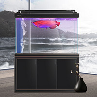 森森鱼缸水族箱超白玻璃大型龙鱼缸底部过滤H2F系列 经典黑 H2FU屏风1.2米49宽(送底滤豪华礼包)
