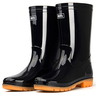 WARRIOR 回力 雨鞋男式中筒防水雨鞋户外雨靴套鞋 HXL807 黑色中筒 41码