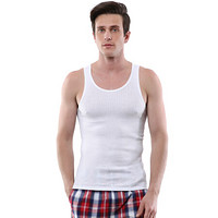 纤丝鸟(TINSINO)男士纯棉罗纹背心吸汗透气打底背心2条装漂白色 XL