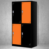 奈高彩色更衣柜多门柜员工柜带锁储物柜存包柜浴室员工柜四门更衣对角橘色0.8mm
