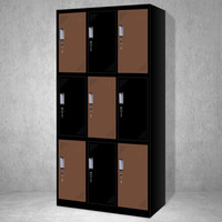 奈高NG彩色更衣柜多门柜员工柜带锁储物柜存包柜浴室员工柜九门更衣对角褐色0.8mm