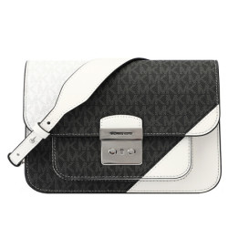 MICHAEL KORS 迈克·科尔斯 MK女包 SLOAN EDITOR系列黑白拼色皮质女士单肩斜挎包 30S9SS9L3L OPTICWHT/BLK