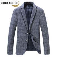 鳄鱼恤（CROCODILE）西服男 2019春季新款男士韩版修身商务休闲结婚礼服小西装单西外套男 2169803灰色 175/L