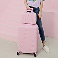 君华仕(GENVAS)拉杆箱 28英寸行李箱 万向轮女子母箱 防刮纹带扩展大容量旅行密码箱子 A-1213-285粉色