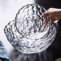 Yomerto 悠米兔 玻璃水果盘客厅茶几大容量沙拉碗透明家用果盘1只装