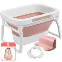 世纪宝贝（babyhood）浴桶 儿童沐浴桶婴儿洗澡盆二合一 宝宝加大可折叠洗澡桶 红色 BH-321