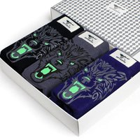 七匹狼男士内裤男平角裤纯棉透气男生裤头夜光狼潮流青年男式四角裤 3条装4XL 95015