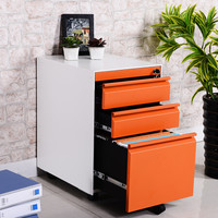 中伟活动柜钢制桌下柜挂劳柜三抽柜文件柜资料柜橙色款