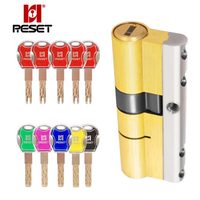 锐赛特（RESET）RST-150七彩十把钥匙装两套钥匙组合使用全铜双面C级锁芯 防技开防暴力超C级防盗门锁芯 75MM 32.5+42.5