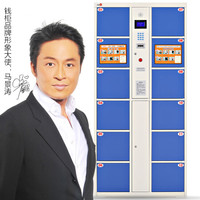 钱柜 自助电子存包柜 超市储物柜商场寄存柜公共单位存物柜电子扫描智能感应锁柜 12门 红外线条码 深蓝色