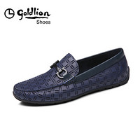 金利来（goldlion）男鞋商务休闲鞋英伦时尚舒适皮鞋50291022460A-蓝色-39码