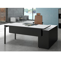 华旦 办公家具现代简约单人办公桌行政桌主管桌 GL1614 暖白+黑