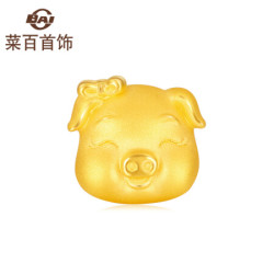 菜百首饰 黄金转运珠 足金3D硬金情侣款小猪转运珠 定价