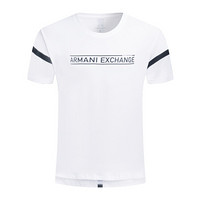 ARMANI EXCHANGE阿玛尼奢侈品男士简约字母条纹印花短袖T恤 3GZTFG-ZJH4Z WHITE-1100 XL