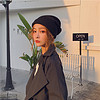 纪维希（Jiweixi）毛线帽子 女士秋冬款潮流时尚百搭套头帽保暖防风护耳针织帽 JWX609 黑色
