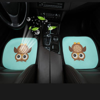 紫风铃夏季3D透气网布汽车坐垫单片四季通用卡通汽车座垫座套无靠背凉垫驾驶员单座 前排方垫2张-猫头鹰