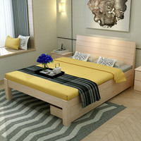 奈高NG公寓床员工宿舍床实木学生床成人现代简约单人床双抽原木色1米宽