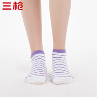 三枪袜子女 2019春夏新品女式袜子柔软舒适棉质横条短筒女袜 白 22-24