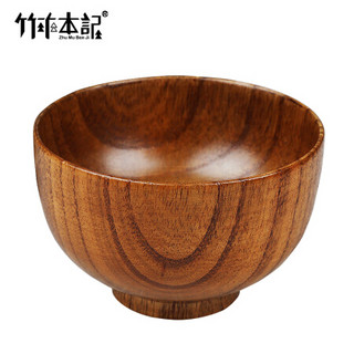 竹木本记原木木碗日式天然漆宝宝专用米饭碗木碗汤碗 *7件
