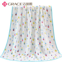 洁丽雅(Grace) 6层纯棉婴儿纱布浴巾 男女宝宝洗澡巾抱毯包巾新生儿童家纺大毛巾被盖毯 菠萝*1条