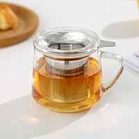 京东京造 高硼硅耐热玻璃泡茶杯茶具 不锈钢茶漏 450ml