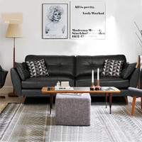 TIMI 天米 北欧现代皮艺沙发组合 双人位 米白色