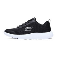 斯凯奇（Skechers）时尚绑带运动 男童简约舒适透气休闲鞋 98121L 黑色/白色 35