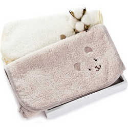 三利 有机棉儿童毛巾 26×52cm 2条装 绣花小熊