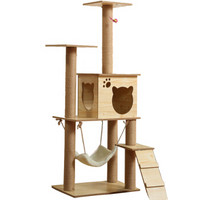 洛楚（Luxchic）剑麻猫爬架 大型猫爬架猫窝猫树多层木质猫抓柱 猫玩具 猫跳台（成品尺寸约0.6*1.32米）