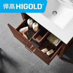 HIGOLD/悍高 美式仿古实木墙排卫生间落地式洗脸盆镜柜浴室柜组合