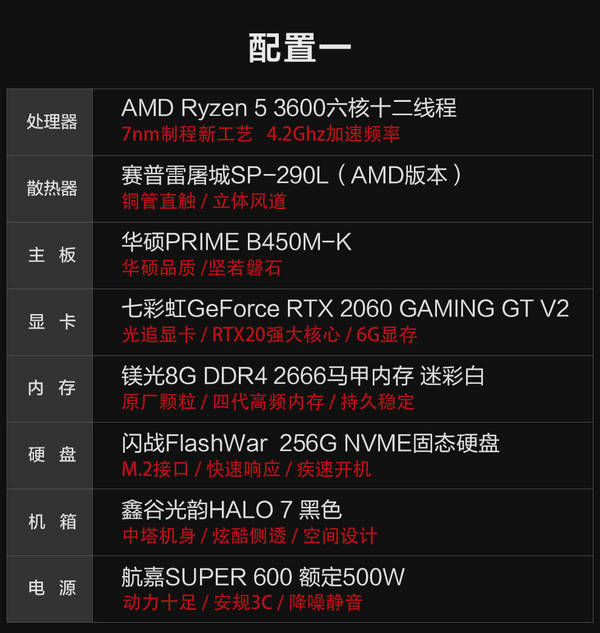 IPASON 攀升 AMD 游戏主机 （R5-3600、8GB、256GB、RTX2060）