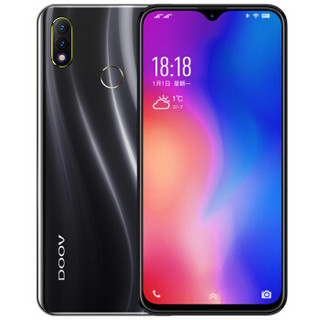 朵唯（ DOOV ）D1 6GB+64GB 双面玻璃 6.4全面屏 微信QQ八开人脸识别指纹解锁 全网通4G 炫亮黑 *3件