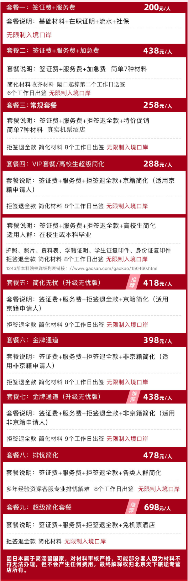 北京送签 日本个人旅游单次签证