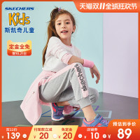 Skechers斯凯奇女童2019拼带束脚裤 印花休闲裤 L319G057